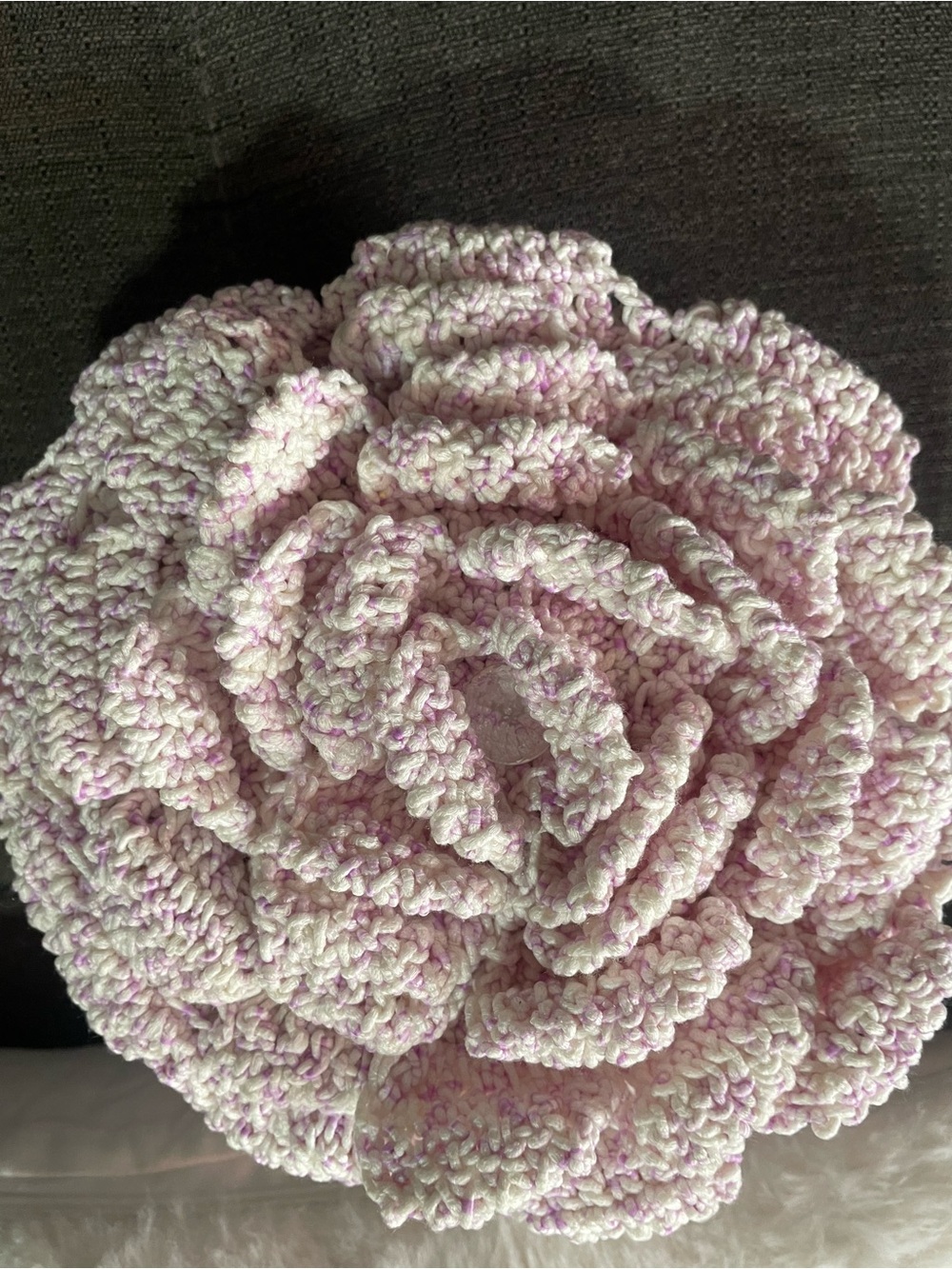 Soft Pink Crochet Flower Pillow - Home Accents